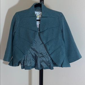 Tabitha Teal Cropped Wool Blazer